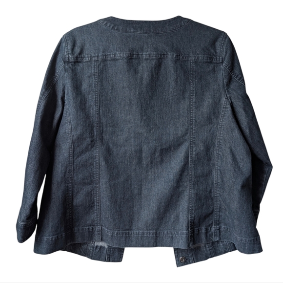 JM Collection Embellished Dark Wash Denim Jacket Size 14 Petite - Picture 2 of 4